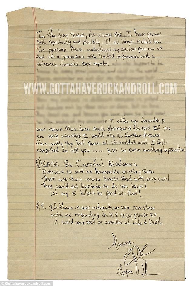Tupac letter to Madonna